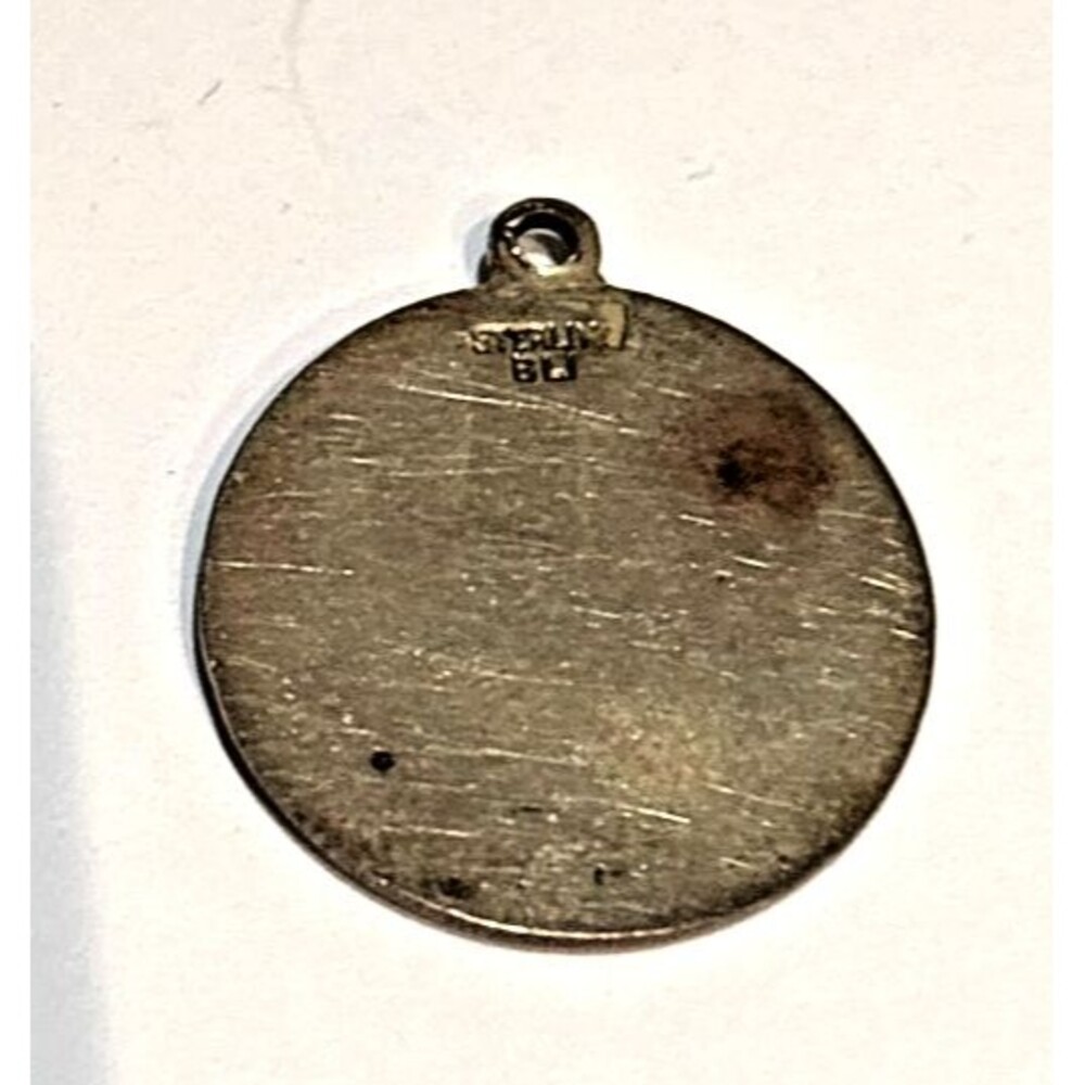 Vintage St Saint Christopher Sterling Silver Religious Medal Pendant Signed BJI - Picture 3 of 6